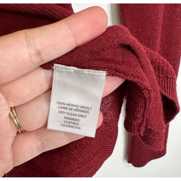 Halogen Womens Red Merino Wool Blend Long Sleeve Knit Top Sweater - Picture 5 of 5